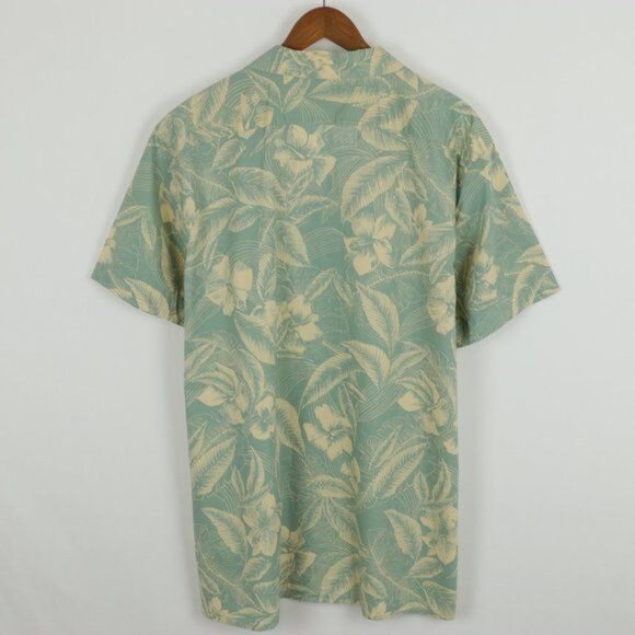 Banana Republic Soft Wash Men's XL Green Cream Cotton Tropical Button Up Shirt - Picture 3 of 7